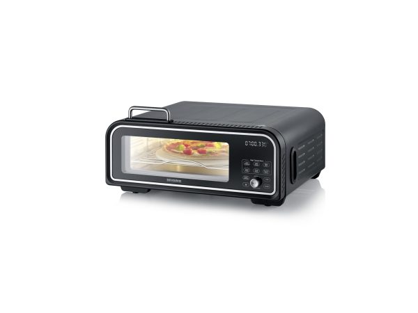 Severin Serico Elektro Pizzaofen mit Display, mit Pizzastein, Timerfunktion Schwarz