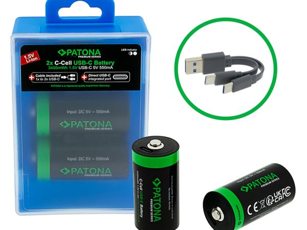 Patona, Akku NiMH Precharged, Patona Premium Akku 2x LR14 USB-C, Produkte & Wohnen