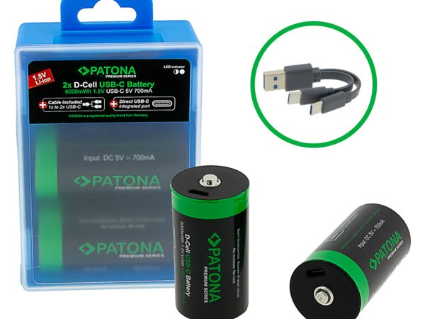Patona, Akku NiMH Precharged, Patona Premium Akku 2X LR20 USB-C, Produkte & Wohnen