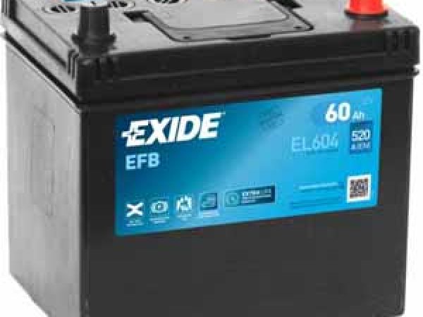 Exide, Fahrzeugbatterie,  Start-Stop EFB 12V/60Ah/520A LxBxH 230x173x222mm/B0/S:0, AUTO & BIKE, EL604