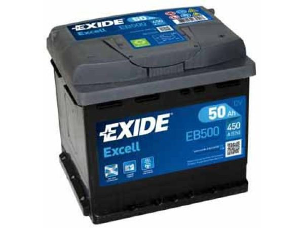 Exide, Fahrzeugbatterie,  Excell 12V/50Ah/450A LxBxH 207x175x190mm/B13/S:0, AUTO & BIKE, EB500