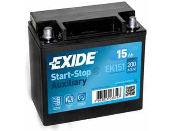 Exide, Fahrzeugbatterie,  Backup 12V/15Ah/200A LxBxH 150x90x145mm/B0/S:1, AUTO & BIKE, EK151