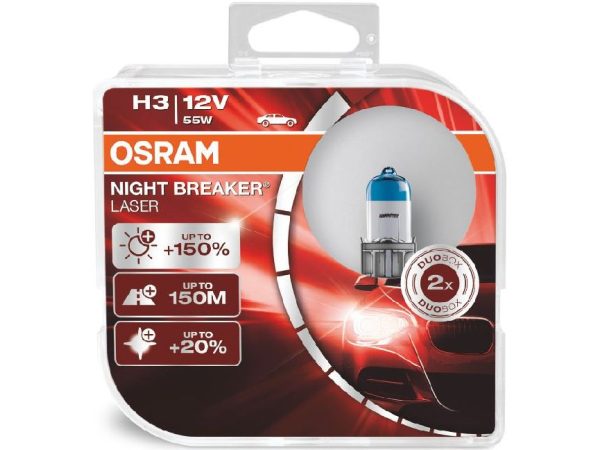 OSRAM, Ersatzleuchtmittel,  Night Breaker Laser Duobox H3/12V/55W/PK22s, AUTO & BIKE, 64151NL-HCB