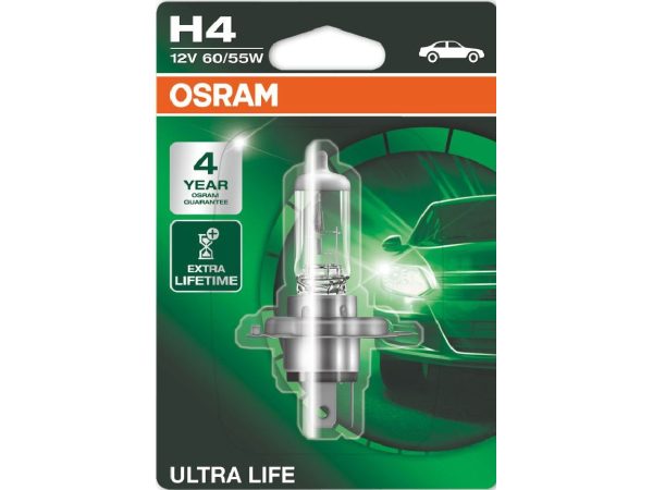 OSRAM, Ersatzleuchtmittel,  Glühlampe ULTRA LIFE H4 12V 60/55W P43t, AUTO & BIKE, 64193ULT-01B