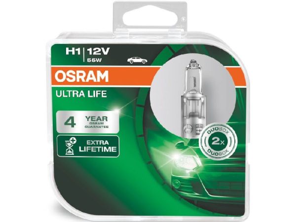 OSRAM, Ersatzleuchtmittel,  Glühlampe H1 ULTRA LIFE 12V 55W P14,5s, AUTO & BIKE, 64150ULT-HCB 3582