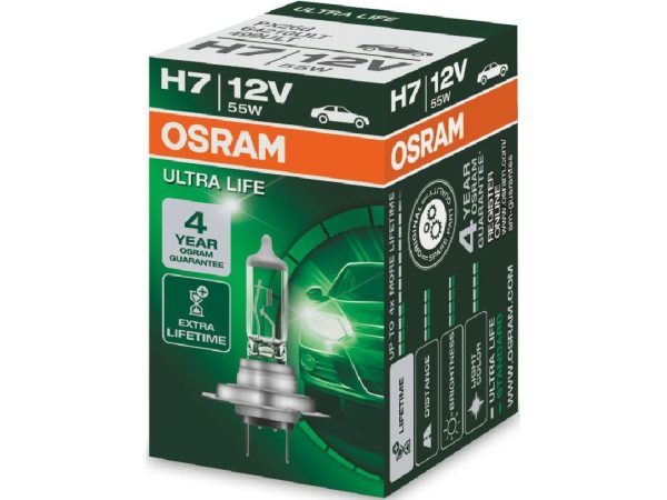 OSRAM, Ersatzleuchtmittel,  Glühlampe H7 ULTRA LIFE 12V 55W PX26d, AUTO & BIKE, 64210ULT 3577