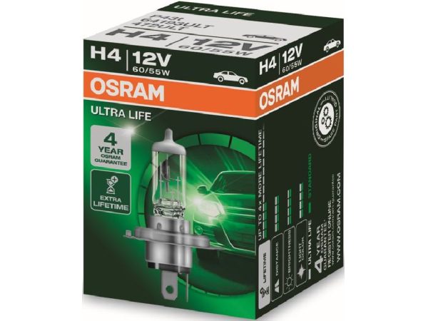 OSRAM, Ersatzleuchtmittel,  Glühlampe H4 ULTRA LIFE 12V 60/55W P43t, AUTO & BIKE, 64193ULT 3579
