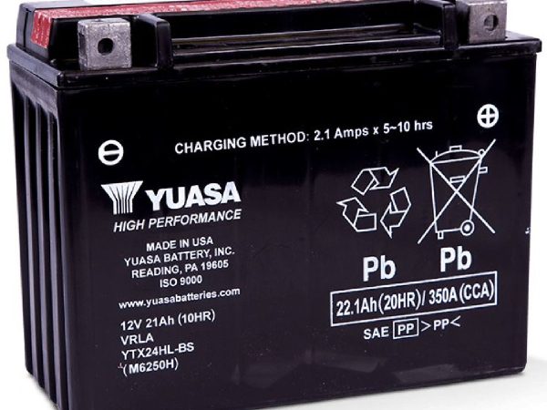 YUASA, Fahrzeugbatterie, AGM 12V/22.1Ah/350A LxBxH: 205 // 87 // 162 // S:0, AUTO & BIKE, YTX24HL-BS