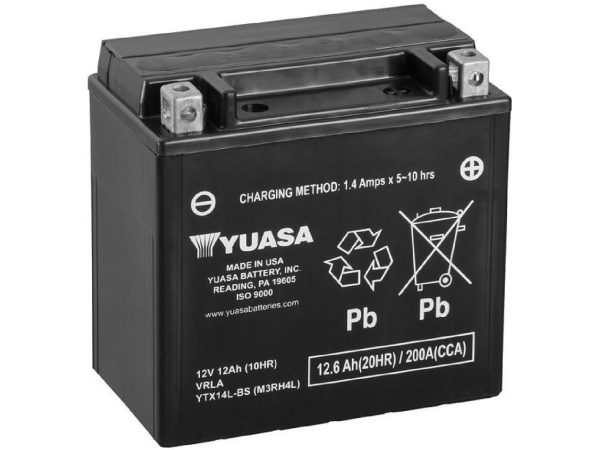 YUASA, Fahrzeugbatterie, AGM 12V/12.6Ah/200A LxBxH: 150 // 87 // 145 // S:0, AUTO & BIKE, YTX14L-BS