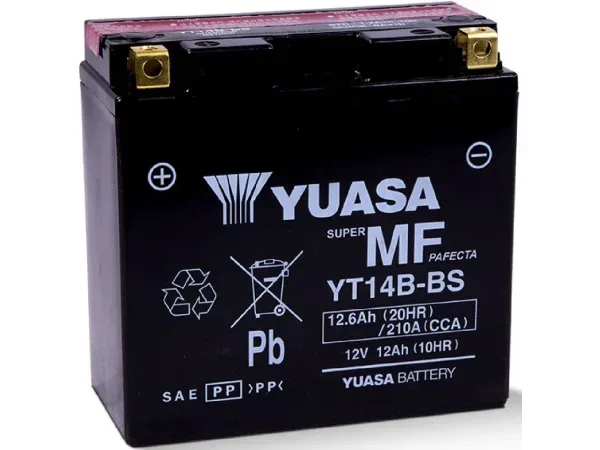 YUASA, Fahrzeugbatterie, AGM 12V/12.6Ah/210A LxBxH: 150 // 70 // 145 // S:1, AUTO & BIKE, YT14B-BS