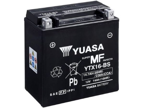 YUASA, Fahrzeugbatterie, AGM 12V/14.7Ah/210A LxBxH: 150 // 87 // 161 // S:1, AUTO & BIKE, YTX16-BS