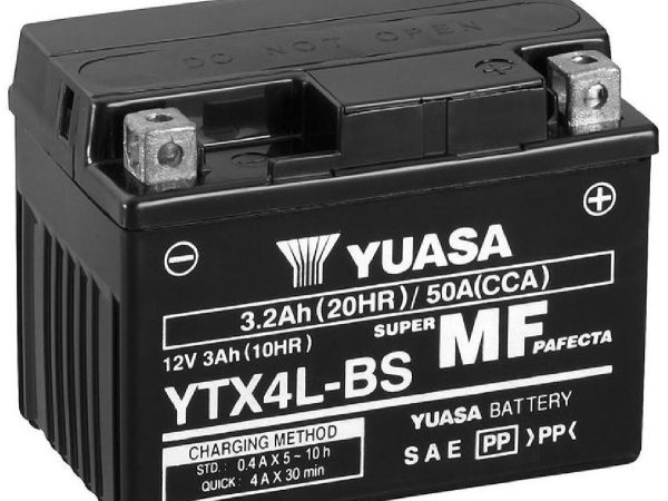 YUASA, Fahrzeugbatterie, AGM 12V/3.2Ah/50A LxBxH: 114 // 71 // 86 // S:0, AUTO & BIKE, YTX4L-BS
