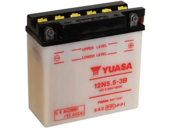 YUASA, Fahrzeugbatterie, Conventional 12V/5.8Ah/55A LxBxH: 135 // 60 // 130 // S:0, AUTO & BIKE, 12N5.5-3B