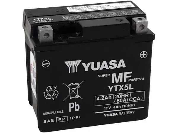 YUASA, Fahrzeugbatterie, AGM 12V/4.2Ah/80A LxBxH: 114 // 71 // 106 // S:0, AUTO & BIKE, YTX5L