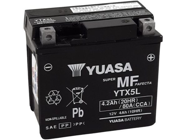 YUASA, Fahrzeugbatterie, AGM 12V/4.2Ah/80A LxBxH: 114 // 71 // 106 // S:0, AUTO & BIKE, YTX5L