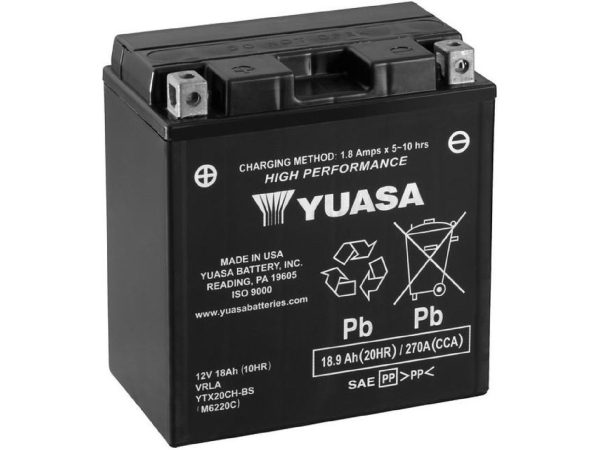 YUASA, Fahrzeugbatterie, AGM 12V/18.9Ah/270A LxBxH: 150 // 87 // 161 // S:1, AUTO & BIKE, YTX20CH-BS