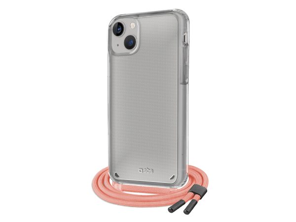 SBS, Covers, Transparente Hülle mit farbigem Umhängeband für das iPhone 14, Produkte & Wohnen