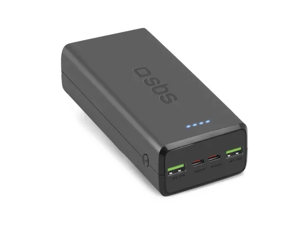 SBS, Power Delivery, 30.000 mAh-Powerbank mit 2 USB-C und 2 USB-A Anschlüssen, Produkte & Wohnen