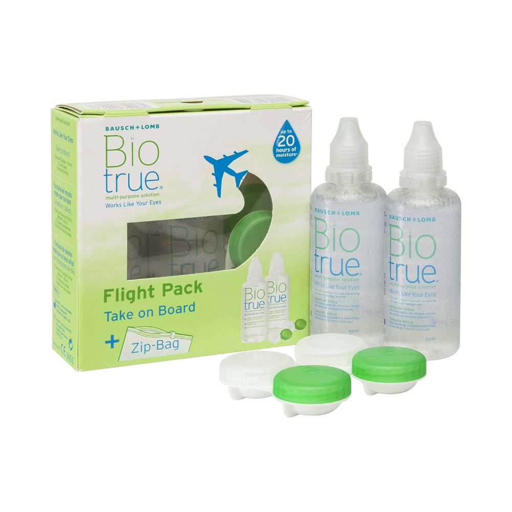 Biotrue All in one Flight-Pack - 2 x 60ml + Behälter | Pflegemittel