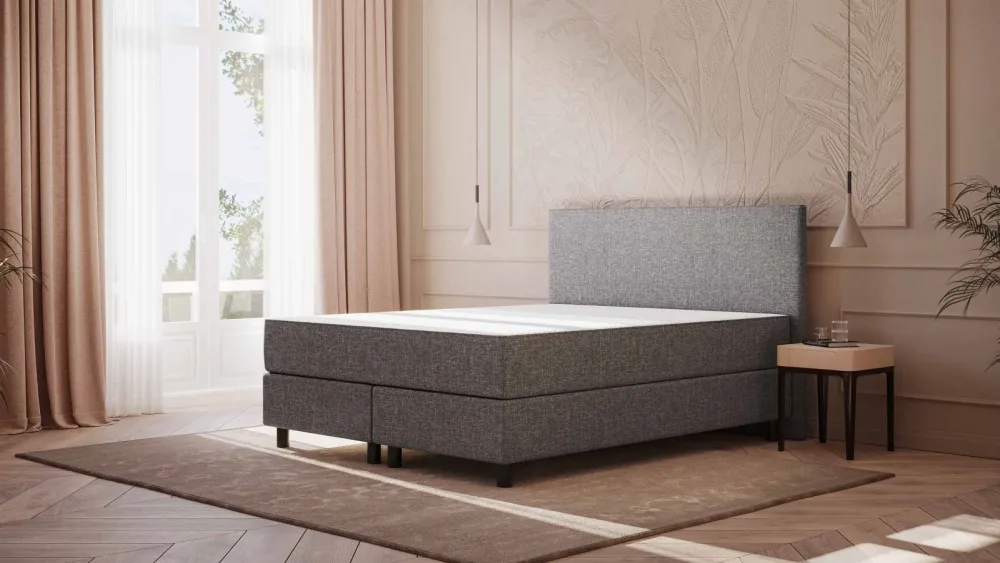 Emma Original Boxspringbett 160x200 cm - dunkelgrau - Füße Schwarz - Kopfteil klassisch
