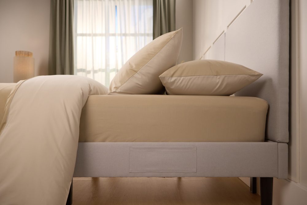 Emma Perkal-Baumwolle Spannbettlaken 140x200 - 100% Perkal aus natürlicher Baumwolle - Beige