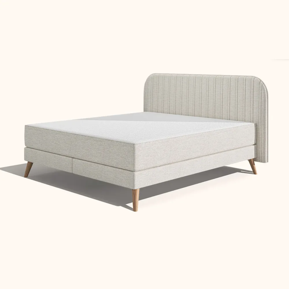 Emma Original Elite Boxspringbett ? Mint - 160x200 cm - Kopfteil Streifen - Metallfüße