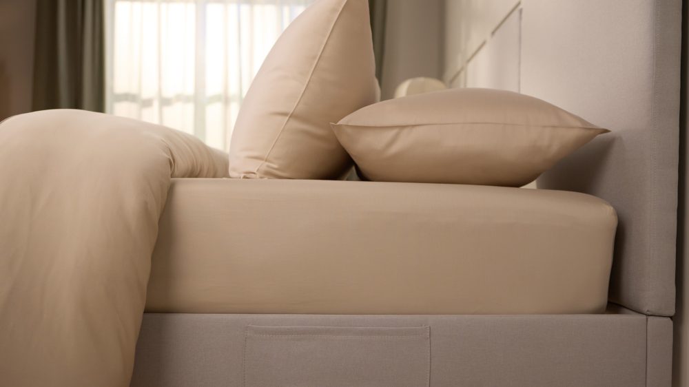 Emma Satin-Baumwolle Spannbettlaken | Beige | 200x200cm