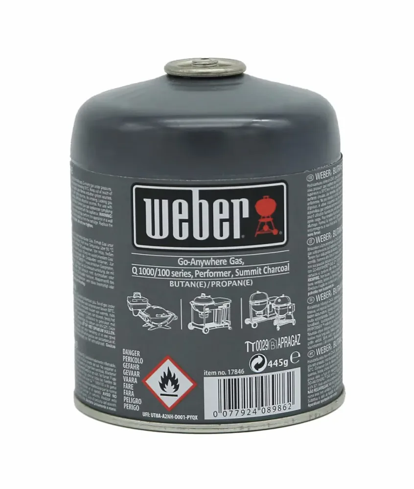 Weber BABY Q CARTOUCHE Gas Kartusche – Weber Holzkohle/Briketts/Grill Anzünder – schwarz