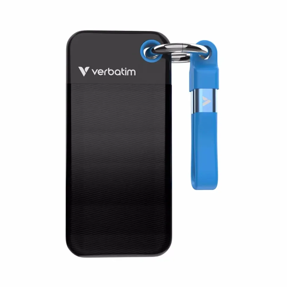 VERBATIM Pocket SSD USB 3.2 Gen 2 256GB Black/Blue – SSD (Solid State Disks) – schwarz / blau