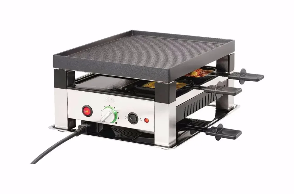 Solis 5 in 1 Table Grill für 4 Raclette- / Pizzagrill – Raclette Ofen/Raclette Grill – schwarz