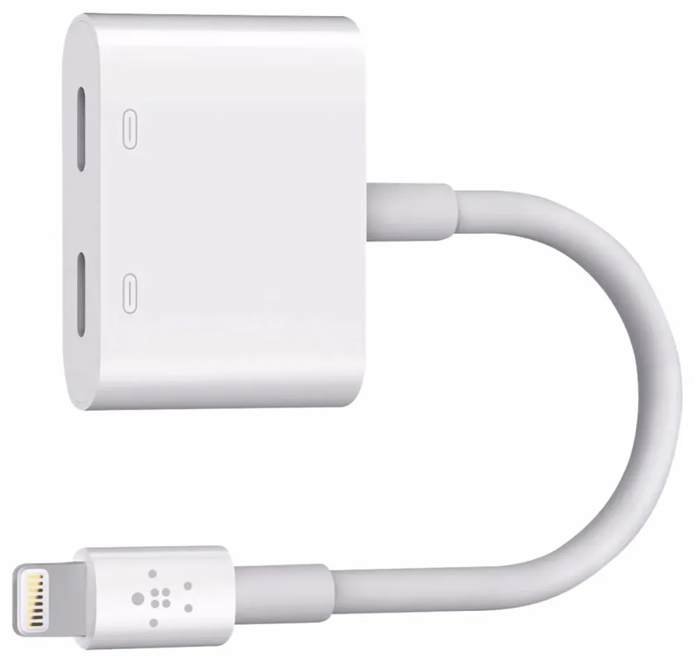 BELKIN Lightning Audio + Charge RockStar Lightning Adapter – USB C Kabel/Adapter/Ladegerät – weiss