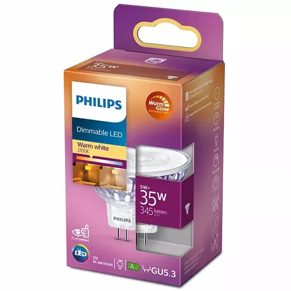 Philips LED 77399100 LED EEK G (A - G) GU5.3 Reflektor 5 W = 35 W Warmweiß (Ø x L) 5.05 cm x 4.45 cm dimmbar 1 St.