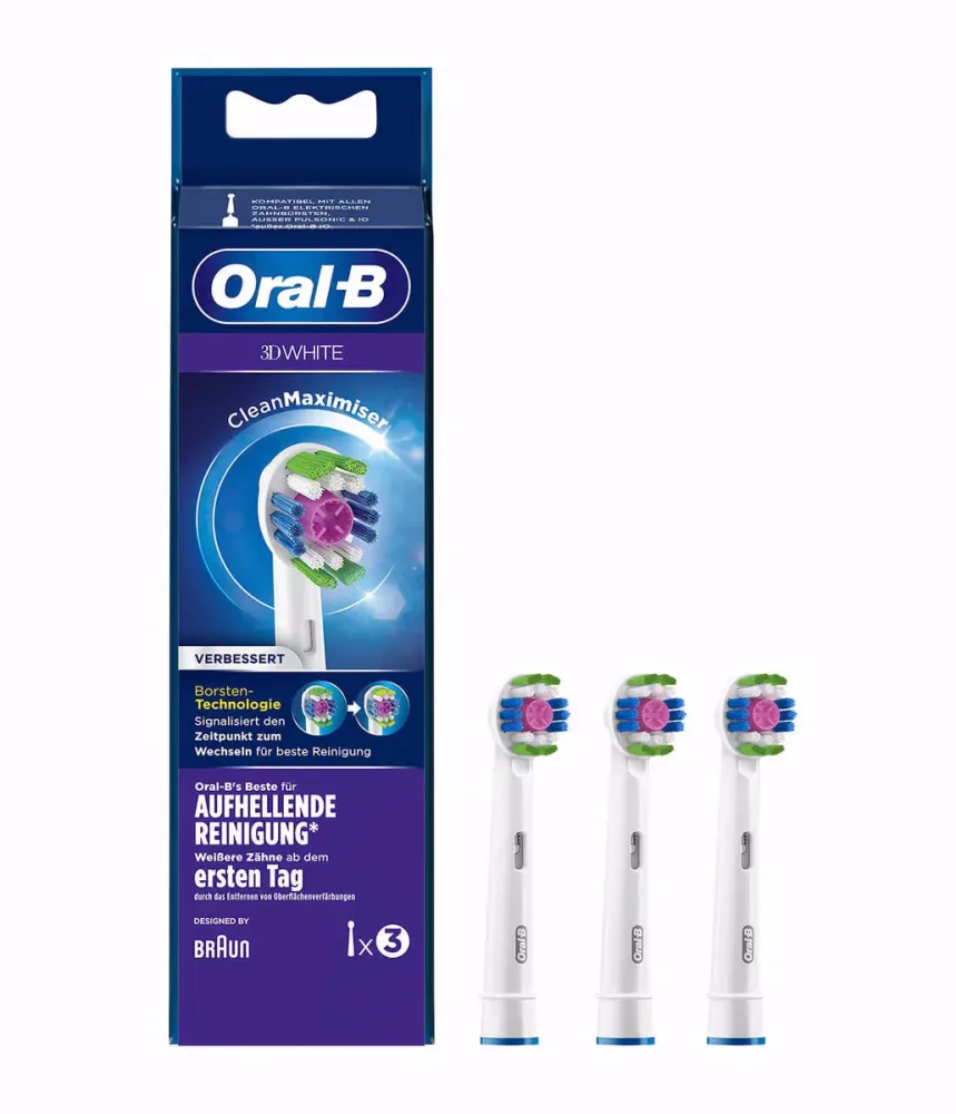 Oral-B 3D White 3er Ersatzzahnbürsten – Ersatzbürste/Zahnpflege Zubehör – weiss