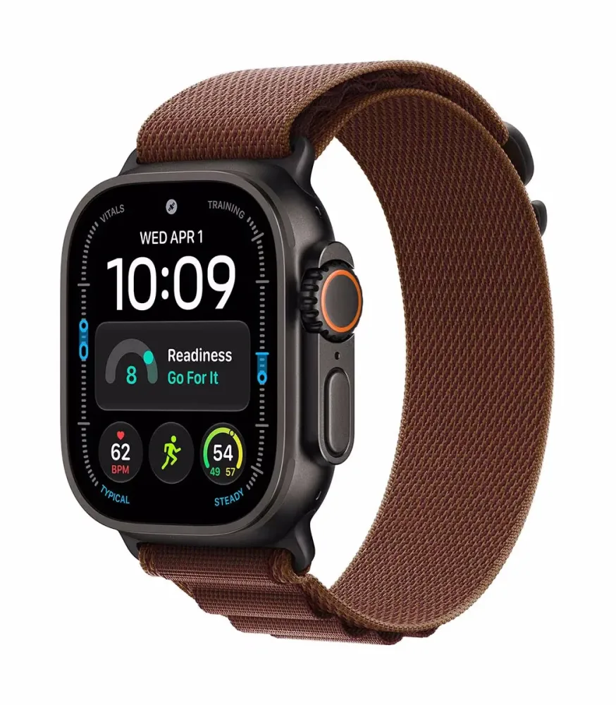 APPLE Watch Ultra 4 (GPS + Cellular) 49 mm Smartwatch Titan, Klasse 5, 145 - 190 (M), Black Titanium Case/Burgundy Alpine Loop