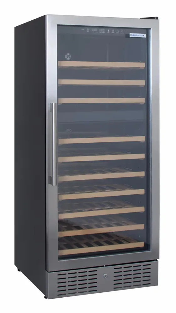 Kibernetik WKH120F01 Chromstahl Weinklimaschrank – Weinkühlschrank freistehend – schwarz