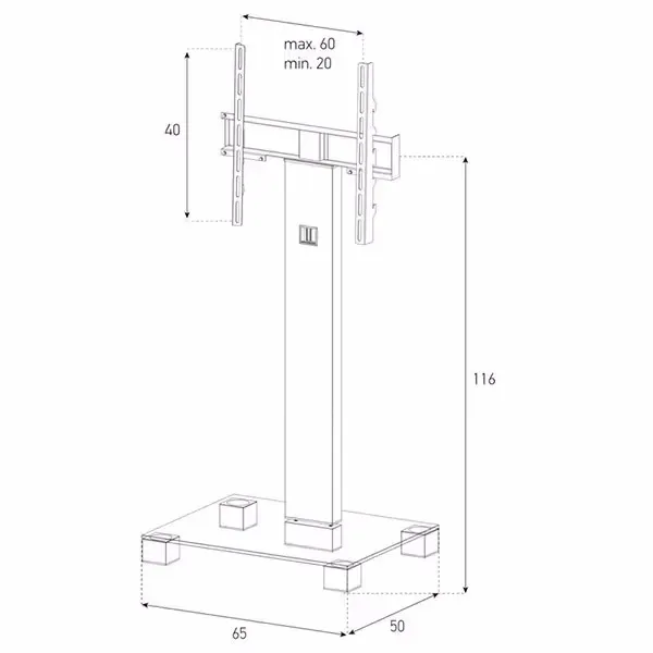 Balcar PL2510-B-INX Möbel PL2510 Schwarzglas Alu – TV Möbel