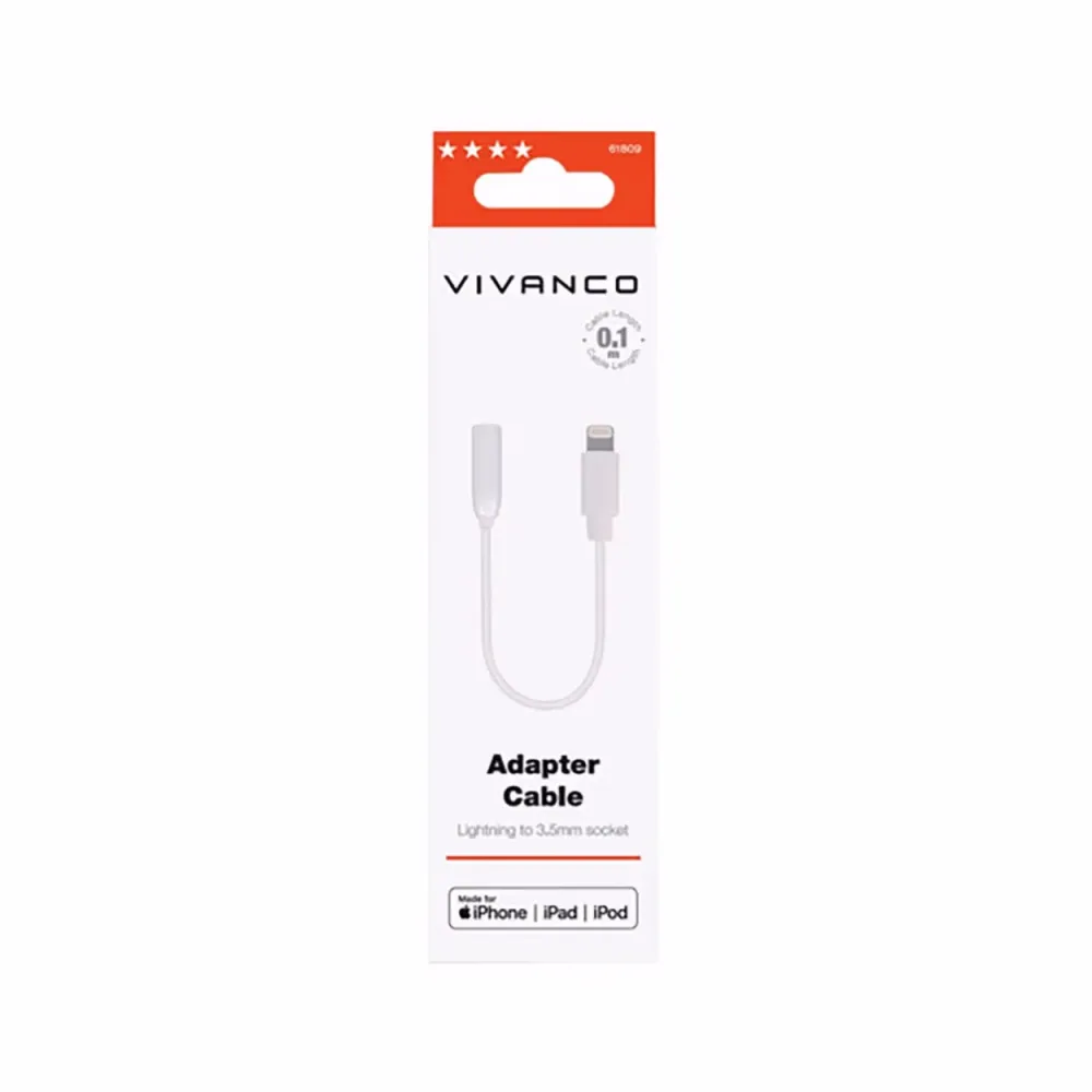 Vivanco Lightning - 3.5mm Klinke Lightning Audio Adapter – Audio Kabel/AUX Kabel