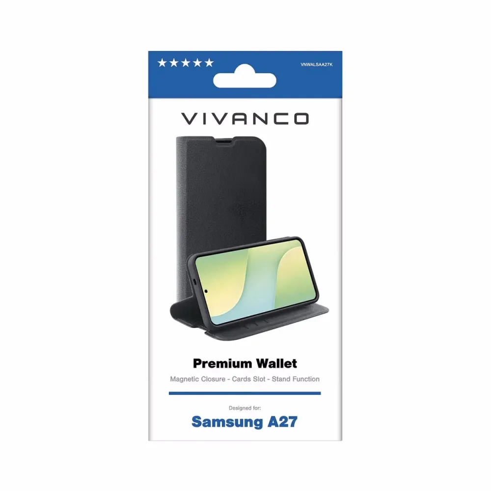 Vivanco Premium Wallet Samsung A27 Black Wallet Case – Handyhülle/Handy Tasche – schwarz