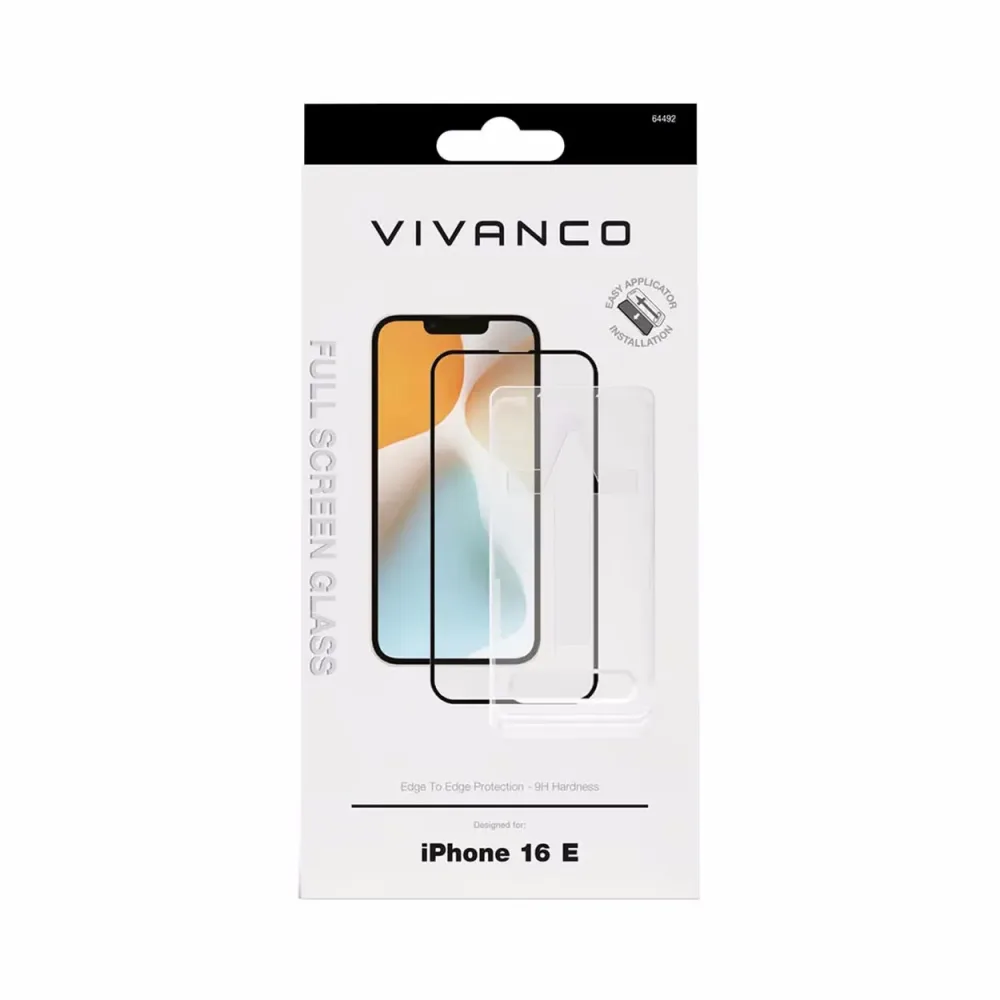 Vivanco Displayschutzglas iPhone 16e / iPhone 14 / iPhone 13 / iPhone 13 Pro iPhone 16e Schutzglas – Panzerglas/Schutzfolie