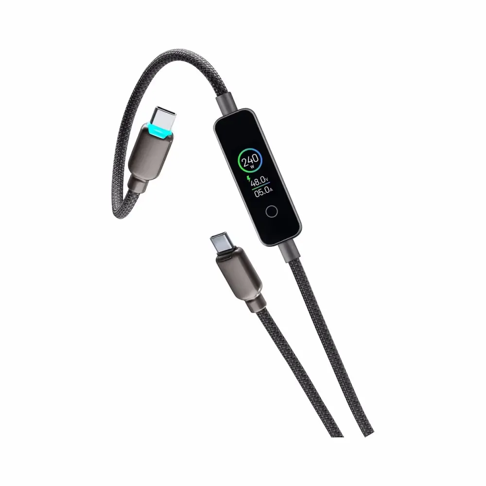Cellularline POWERVIEW IQ Kabel USB-C zu USB-C 240W Ladekabel – USB C Kabel/Adapter/Ladegerät – grau