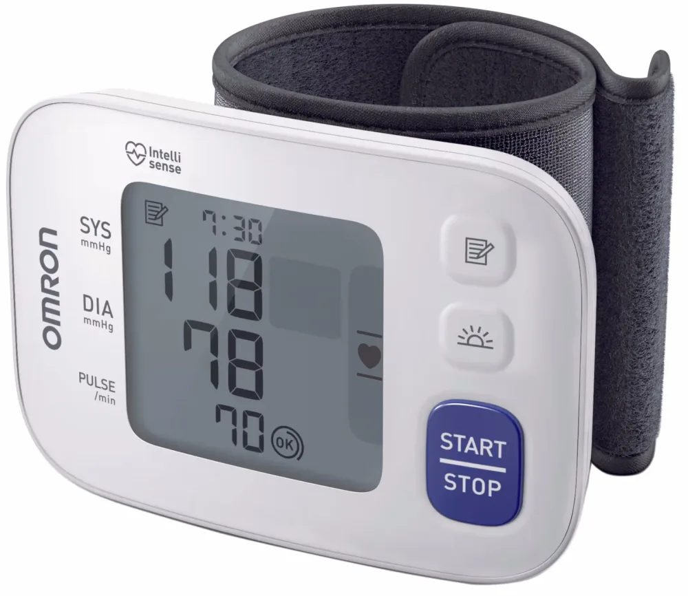 OMRON RS4 Blutdruckmessgerät – Blutdruckmessgerät/Herzfrequenzmessgerät – schwarz / weiss