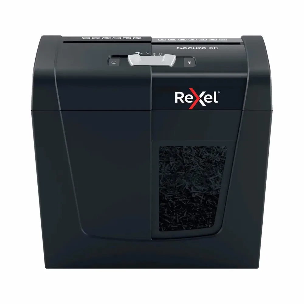 Rexel Aktenvernichter Secure X6 Bundle inkl. Mini-Heftgerät und -Locher – Aktenvernichter/Schredder – schwarz