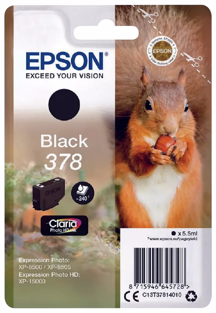 EPSON Tintenpatrone 378 schwarz T378140 XP-8500/8505/15000 240 Seiten