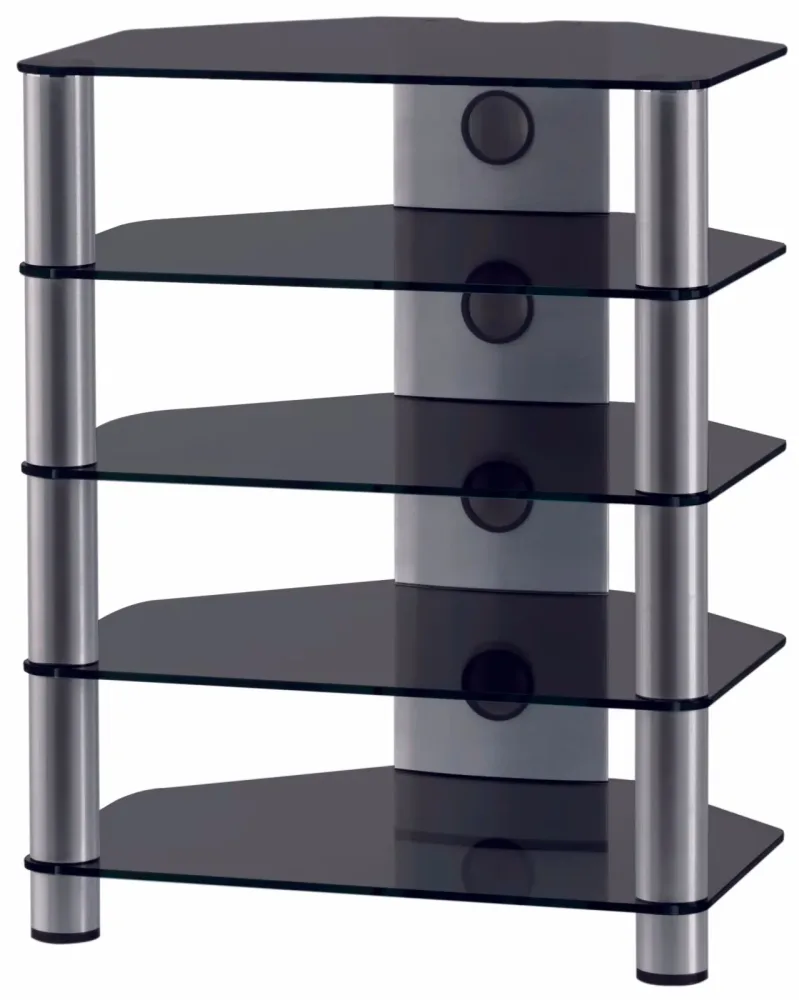 Balcar RX2150-B-SLV HiFi-Rack RX2150 Schwarzglas Alu – TV Möbel