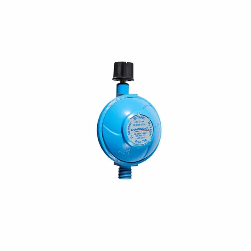 Campingaz Gasdruckregler für CAG-Flasche 50mbar – Holzkohle/Briketts/Grill Anzünder – blau