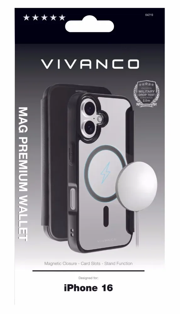 Vivanco Book Cover iPhone16 PREMIUM Wallet iPhone 16 – Handyhülle/Handy Tasche
