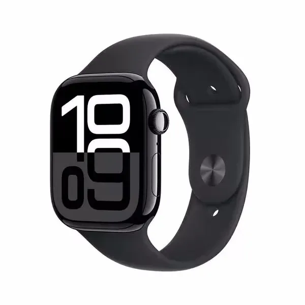 Apple Watch Series 10 GPS, 46mm, Jet Black Aluminium / Black Sport Band M/L