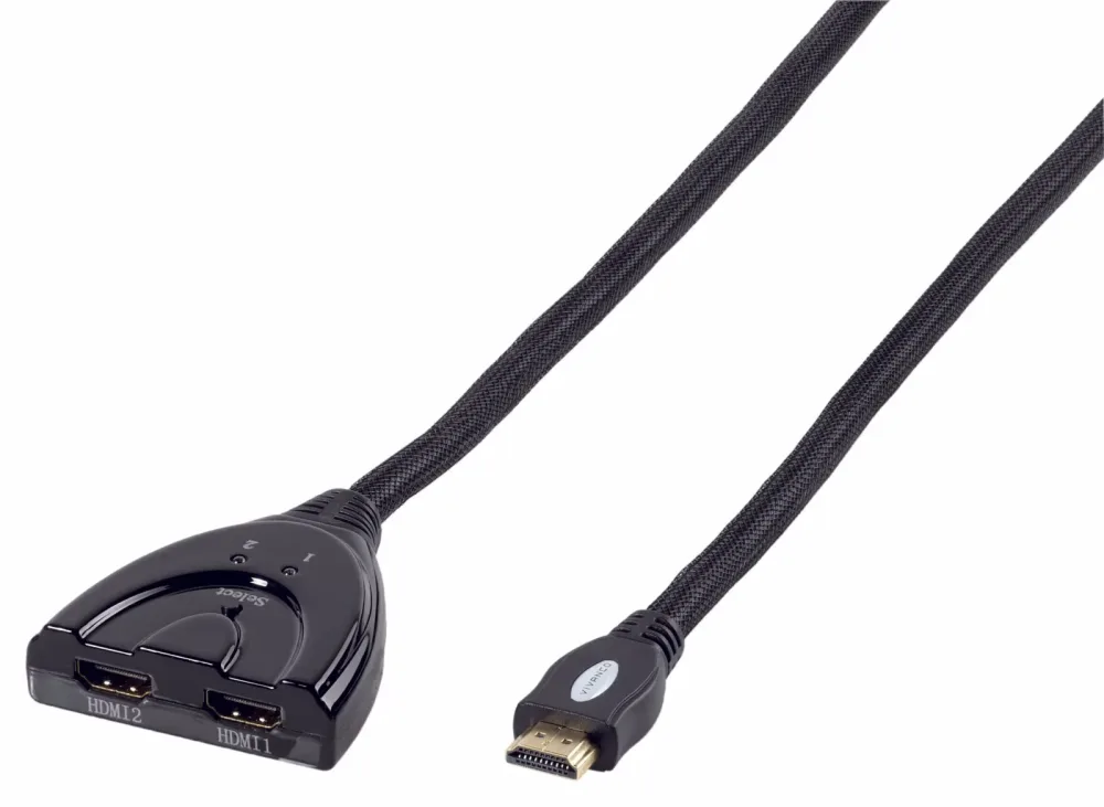 Vivanco Automatischer HDMI 2>1 Umschalter, 0.8m, schwarz – Video Kabel/HDMI Kabel