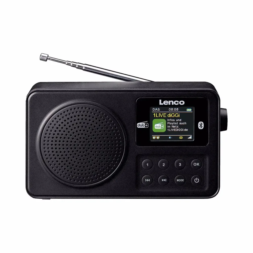 Lenco - Tragbares DAB+/FM-Radio Bluetooth, Schwarz, 21X13X9CM