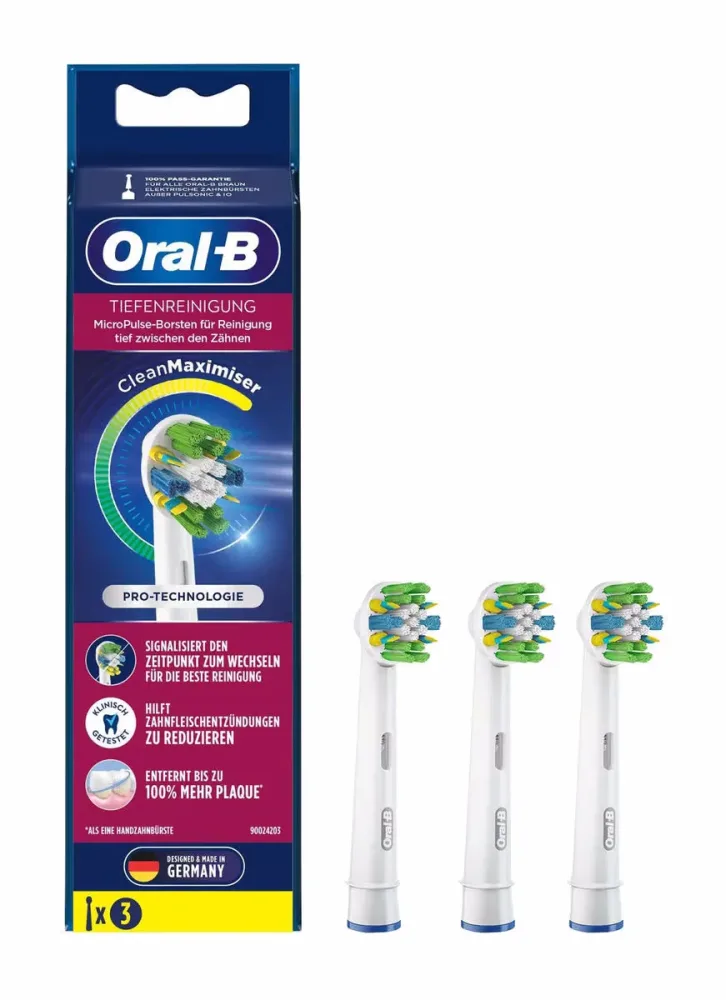 Oral-B Tiefenreinigung CleanMaximiser 3er Ersatzzahnbürsten – Ersatzbürste/Zahnpflege Zubehör